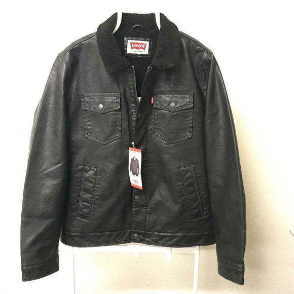 Levi's Other - Levi's Men's Trucker Jacket Black Faux Leather NWT